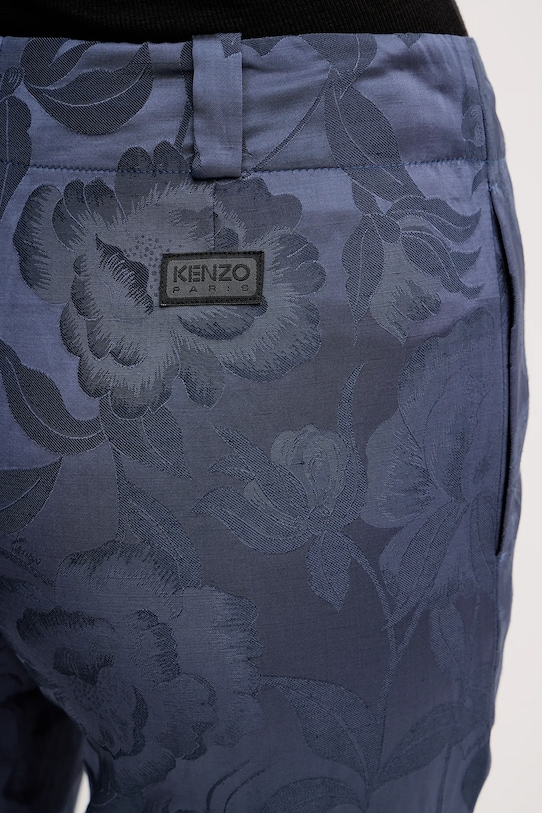 Kenzo spodnie z domieszką lnu niebieski FF52PA0939JG.67
