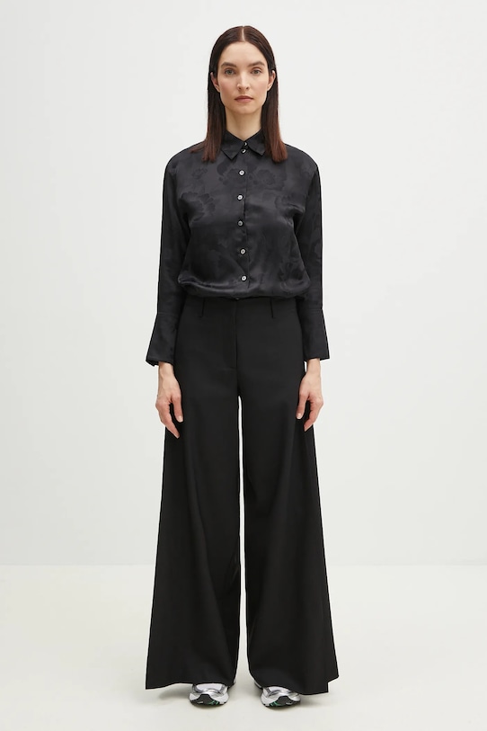 Kenzo pantaloni de lână FF52PA0999RA.99 negru