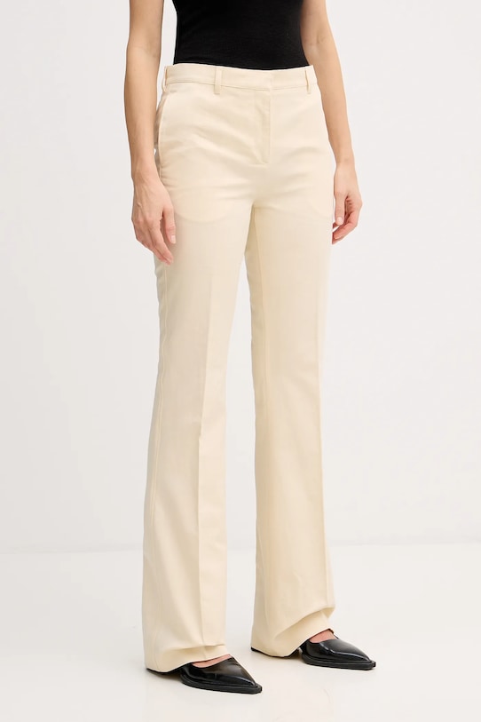 Kenzo spodnie z domieszką lnu tkanina beżowy FF52PA1019GA.04