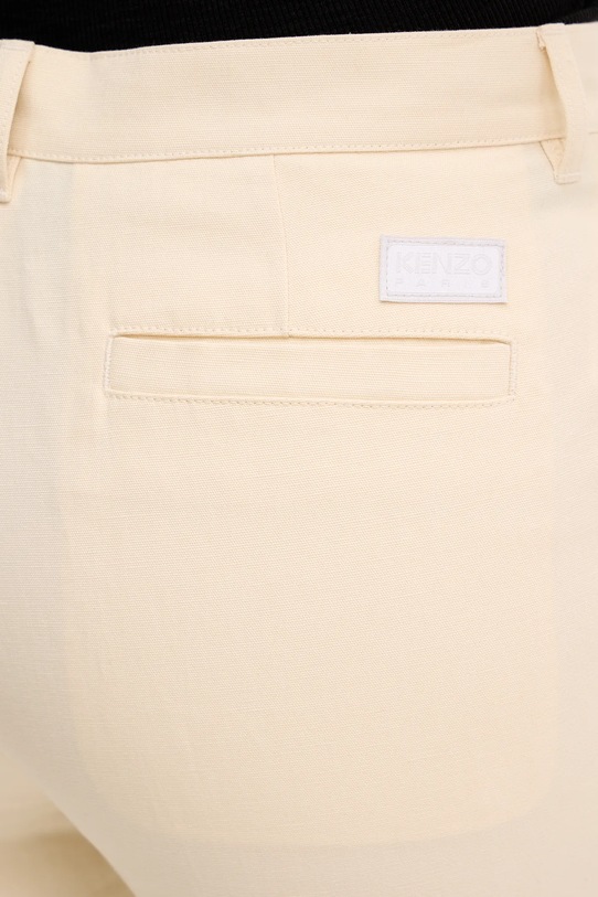 Kenzo spodnie z domieszką lnu beżowy FF52PA1019GA.04