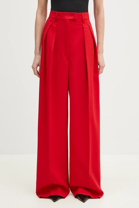 Vlněné kalhoty Sportmax Abadan s elastanem červená 2512131041600