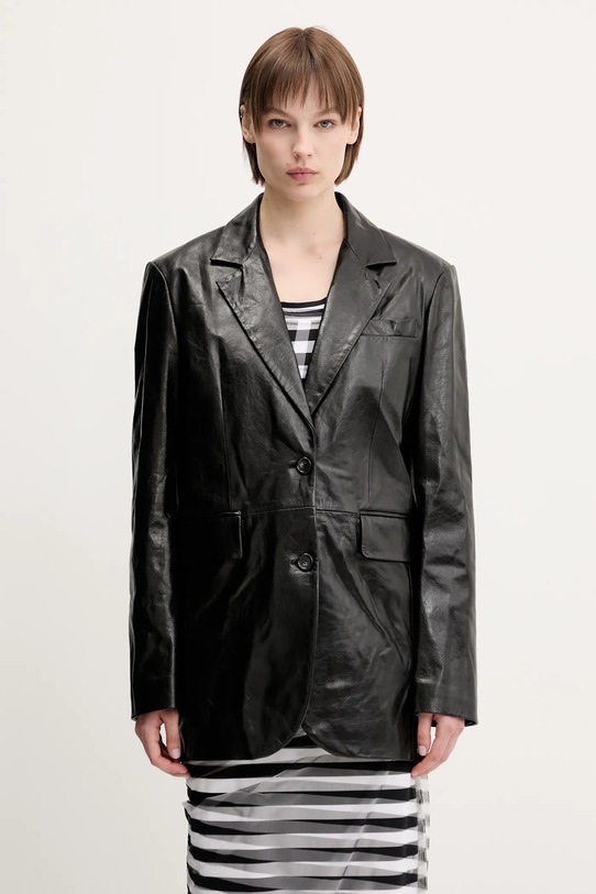 Sportmax marynarka skórzana Teoria czarny 2512441011600