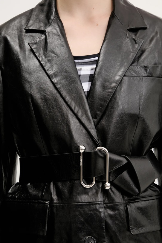 Sportmax marynarka skórzana Teoria 2512441011600 czarny