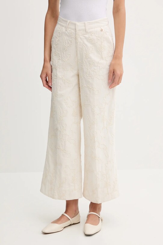 Pedro del Hierro spodnie bawełniane bawełna beżowy 7609785