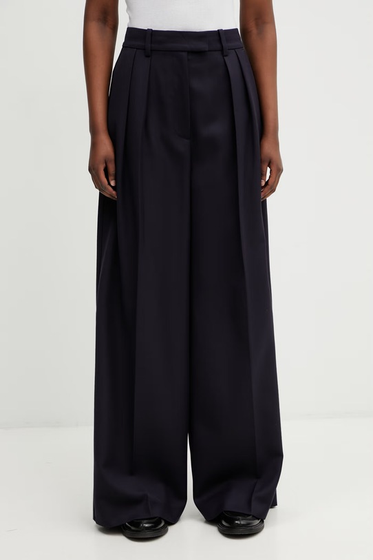 Anine Bing Lou Trouser spodnie z dodatkiem wełny damskie granatowy A.03.10389