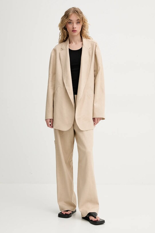 MMC STUDIO spodnie LINEN.MMC beżowy SS25