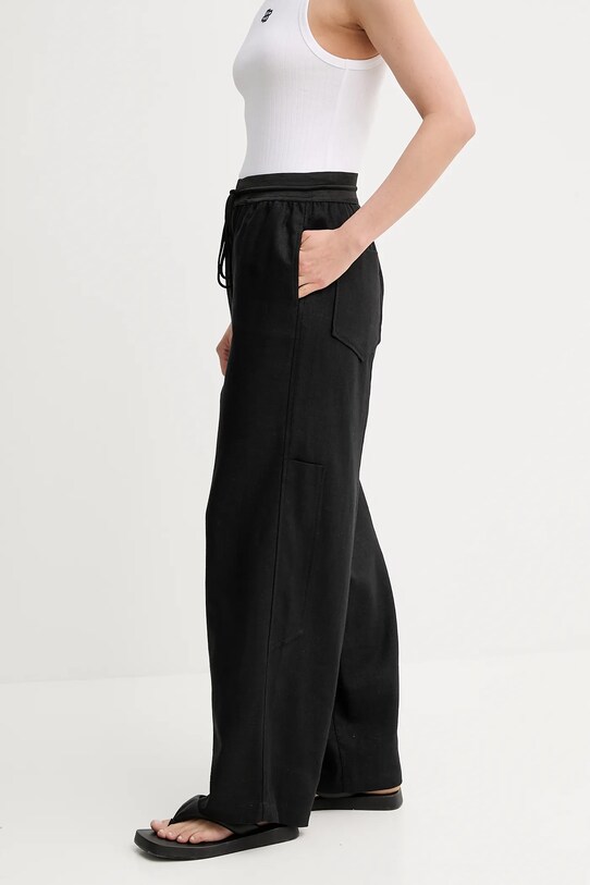 MMC STUDIO pantaloni negru LINEN.MMC