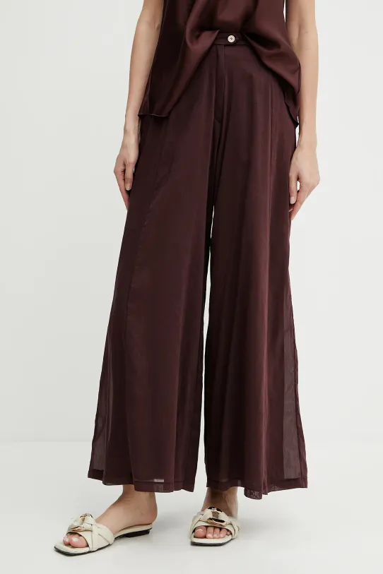 Forte Forte spodnie z domieszką jedwabiu tkanina bordowy 13897.my.pants