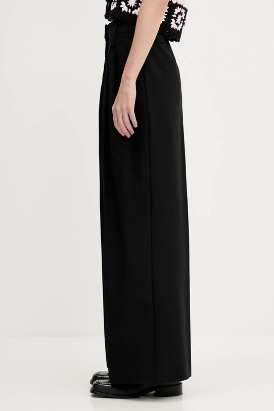 Nohavice GANNI Heavy Cotton Tailoring Mid Waist W0246 čierna SS25