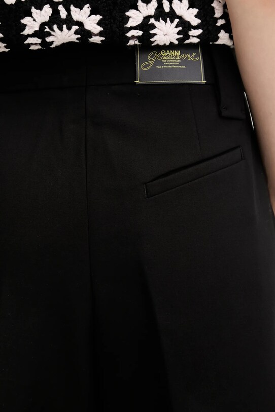 Nohavice GANNI Heavy Cotton Tailoring Mid Waist čierna W0246