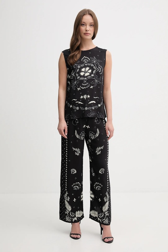 Kalhoty Sisley 4YQZLF076 černá SS25