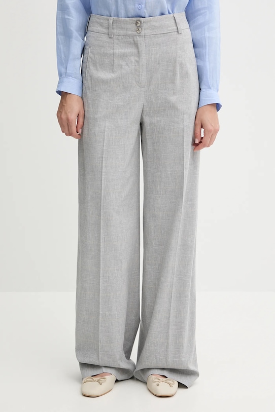 Sisley spodnie z domieszką lnu wzorzyste szary 4X0KLF06W