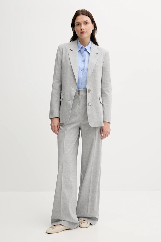 Sisley spodnie z domieszką lnu 4X0KLF06W szary SS25