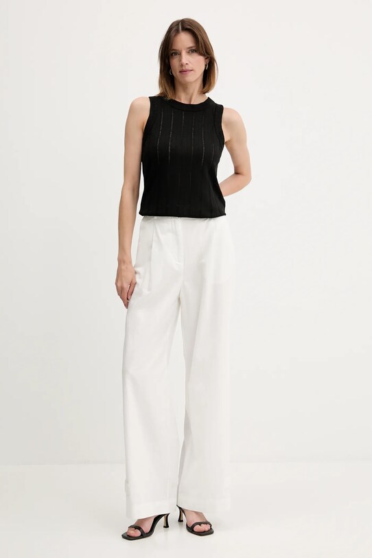 Sisley pantaloni din amestec de in 4W7HLF06X alb SS25