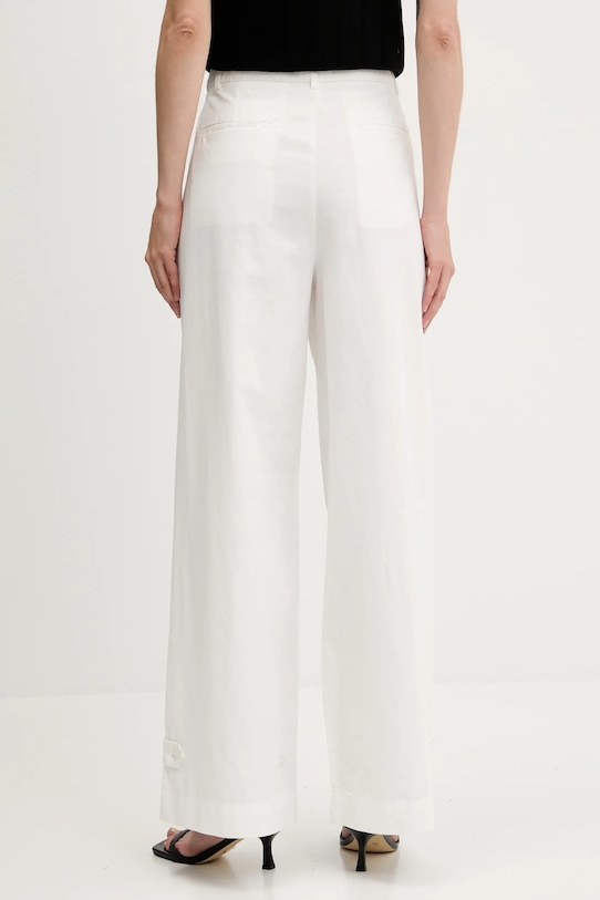 Îmbrăcăminte Sisley pantaloni din amestec de in 4W7HLF06X alb