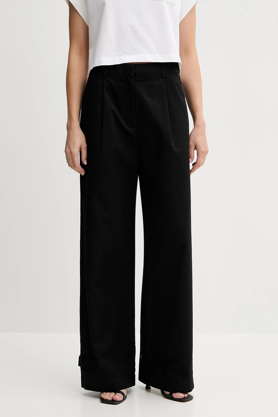 Sisley pantaloni din amestec de in cu un amestec de in negru 4W7HLF06X