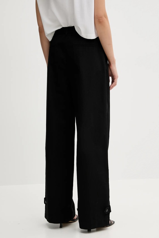 Îmbrăcăminte Sisley pantaloni din amestec de in 4W7HLF06X negru