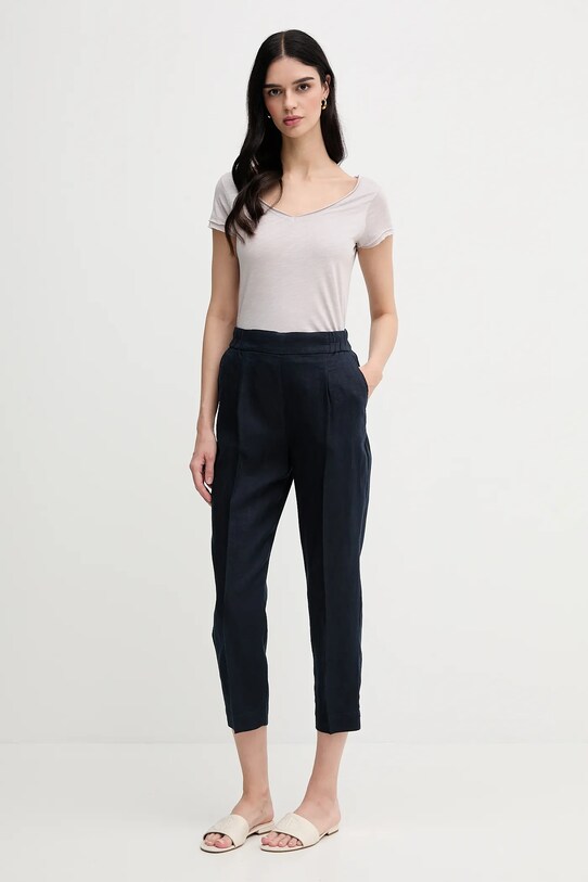 Sisley spodnie lniane 4AGHLF00S granatowy SS25
