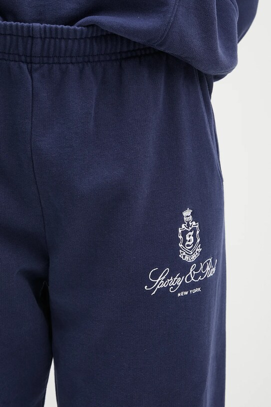 Sporty & Rich spodnie dresowe bawełniane Vendome Embroidered granatowy PA036606231BL106