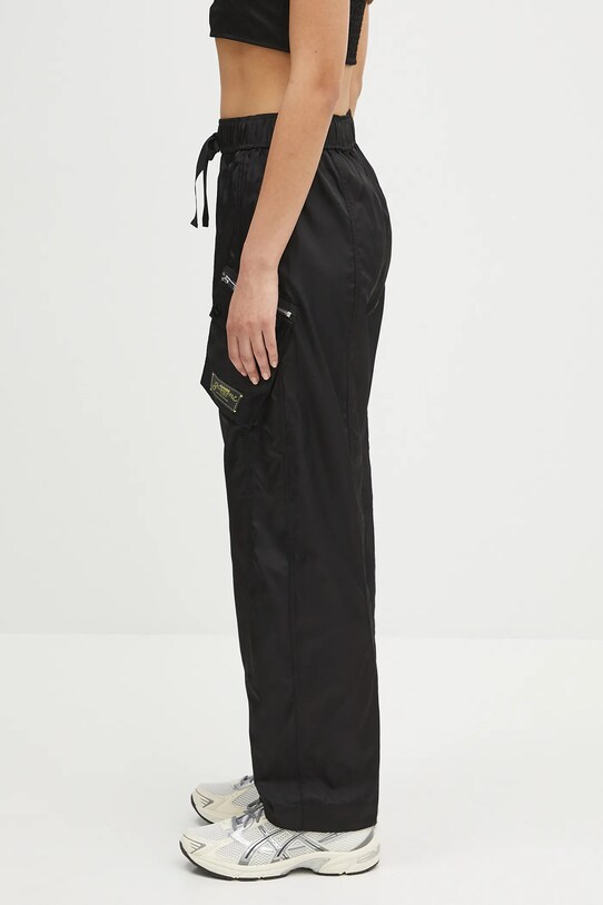 GANNI pantaloni Duchesse Nylon Elasticated W0476 negru SS25