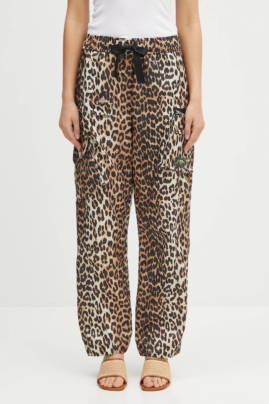 GANNI pantaloni Duchesse Nylon Elasticated dritto marrone W0477