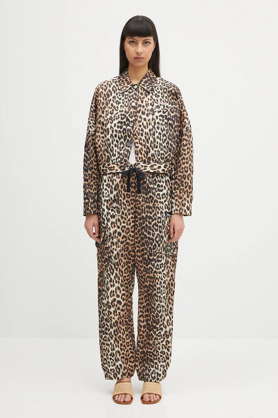 GANNI pantaloni Duchesse Nylon Elasticated W0477 marrone