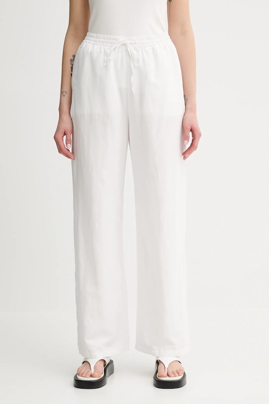 Lněné kalhoty Marc O'Polo high bílá 5000006724