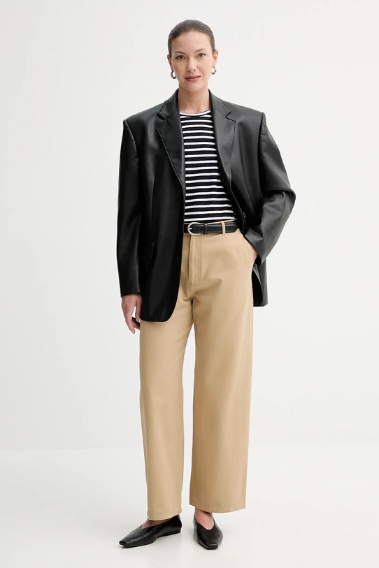 Filippa K pantaloni de bumbac 31422.FK verde SS25