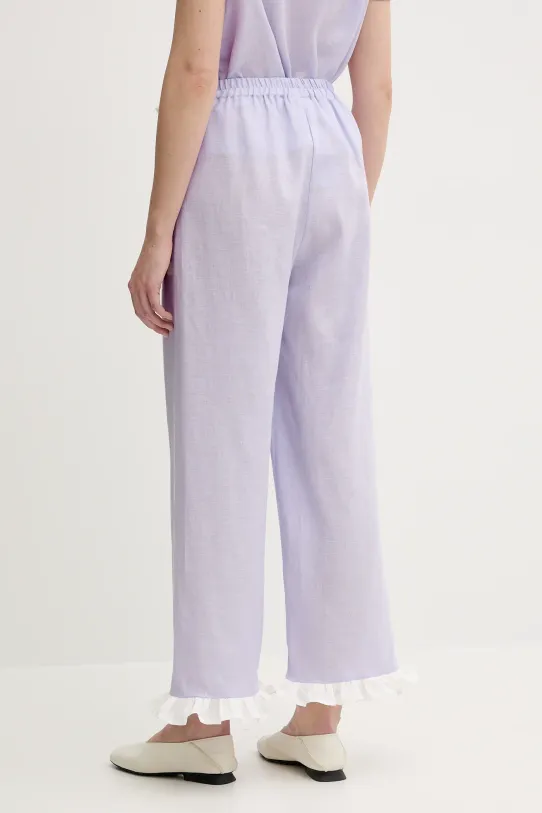 Odzież The Sleeper spodnie lniane PFPT01P009R fioletowy