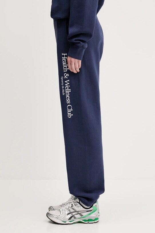 Sporty & Rich spodnie dresowe bawełniane H&W Crest PA036612241BL106 granatowy SS25