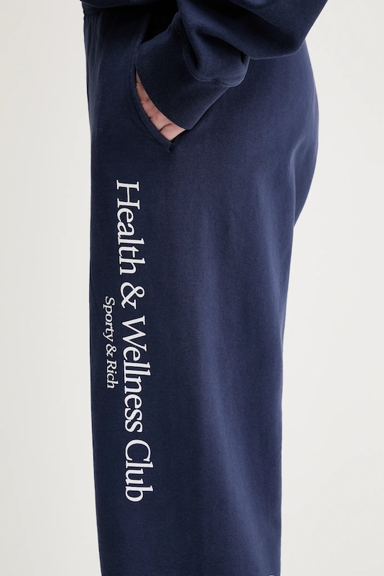 Sporty & Rich pantaloni tuta di cotone H&W Crest blu navy PA036612241BL106