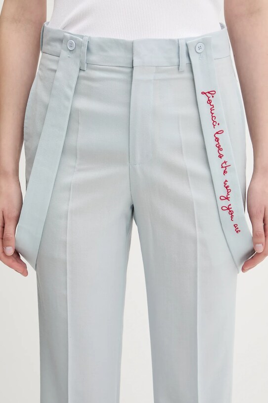 Вълнен панталон Fiorucci Embroidered Suspender син W02SPBPA183WO01BL02