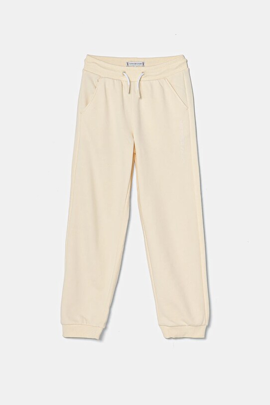 Tommy Hilfiger spodnie dresowe dziecięce dzianina beżowy KG0KG08325.128.176.PPYA