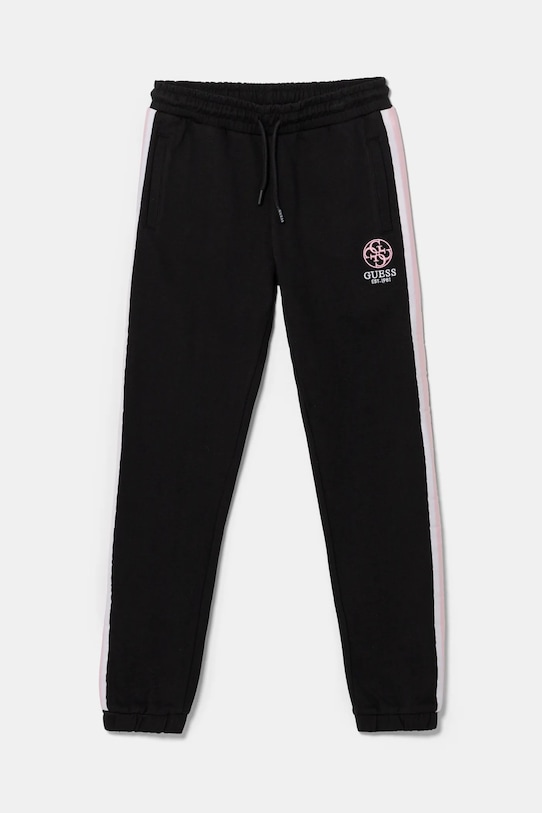 Guess spodnie dresowe bawełniane dziecięce aplikacja czarny J5RQ11.KAD74.PPYA