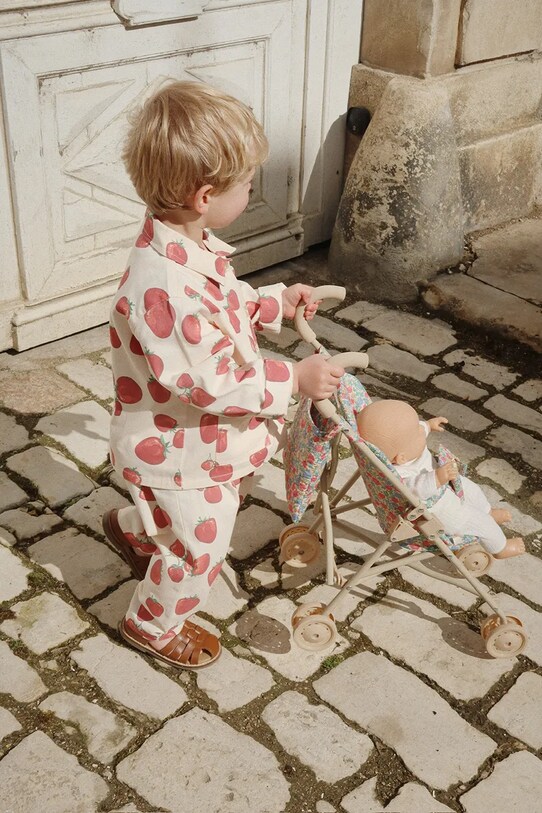 Detské bavlnené nohavice Konges Sløjd FEN PANTS GOTS KS102279 béžová