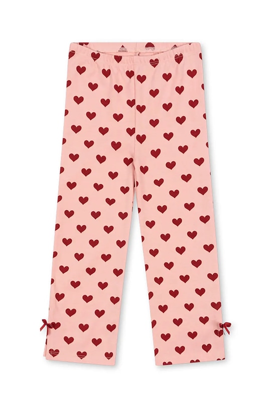 Konges Sløjd spodnie bawełniane dziecięce DREY SLIT PANTS GOTS wzorzyste różowy KS102568