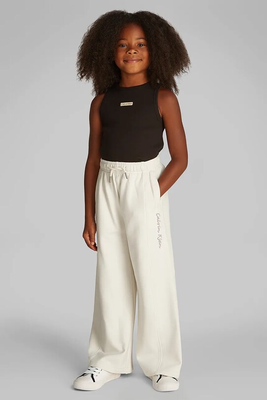 Calvin Klein Jeans spodnie dresowe dziecięce dzianina beżowy IG0IG02876.116.PPYA