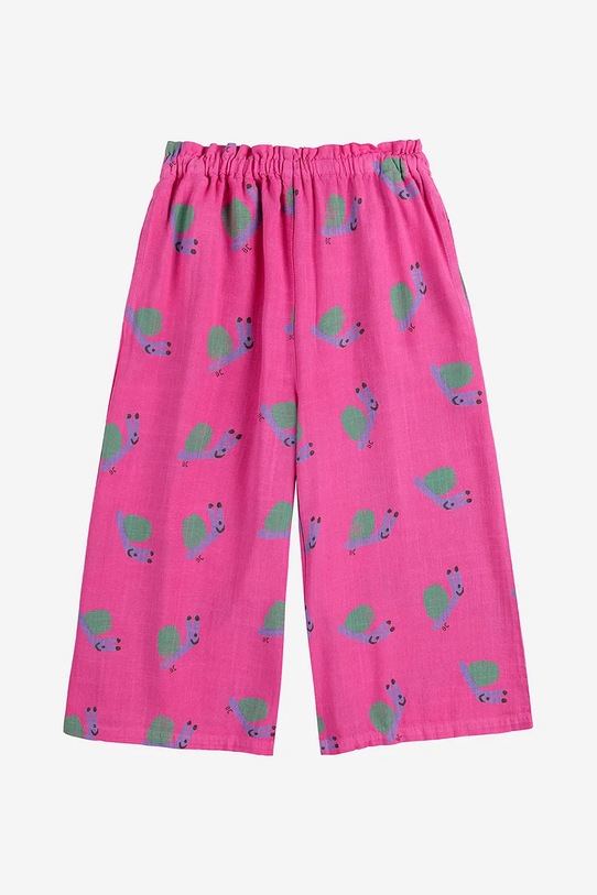 Bobo Choses spodnie z domieszką lnu dziecięce Funny Snail 125AC086 fioletowy SS25