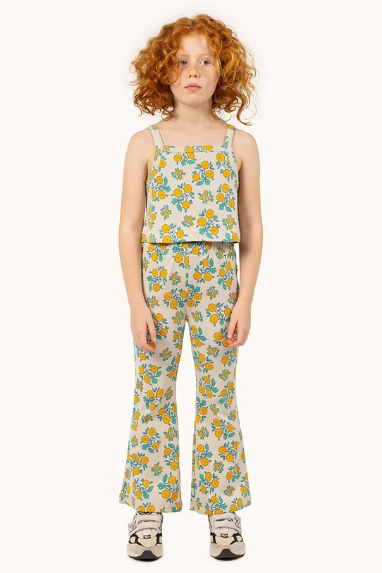 Детски панталон Tinycottons FLOWERS RIB PANT SS25.043 бежов