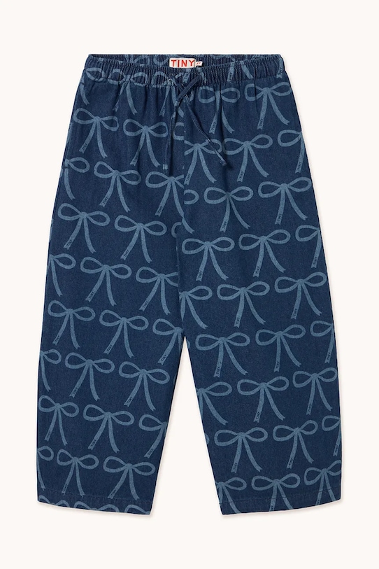 Tinycottons pantaloni copii BOWS PANT cu modele albastru SS25.237