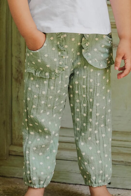 Tartine et Chocolat pantaloni cu amestec de in pentru copii panza turcoaz CA22021.104