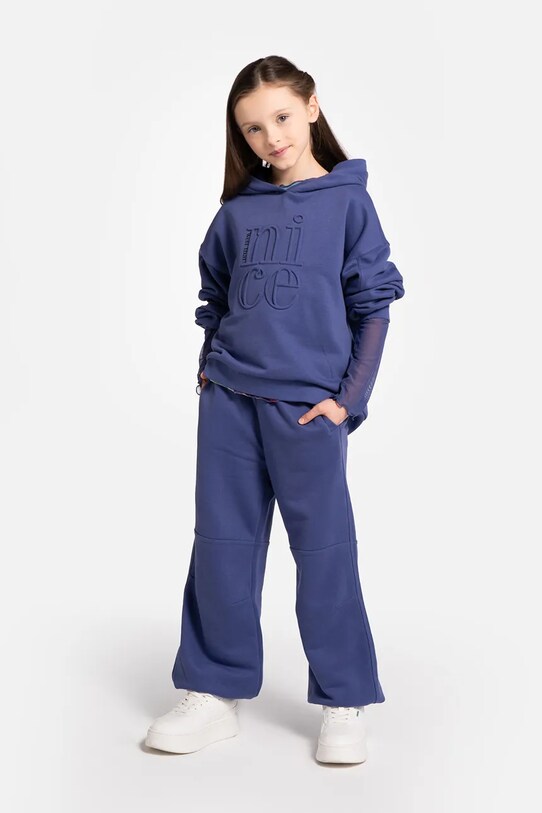 Coccodrillo pantaloni de trening pentru copii tricotaj albastru WC5120101CGJ