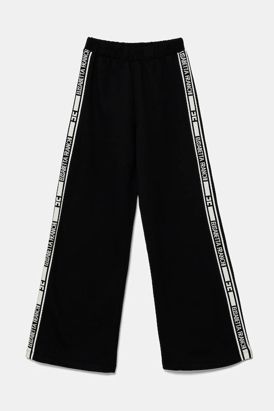 Elisabetta Franchi spodnie dresowe bawełniane dziecięce aplikacja czarny EFPA273.0.FF002
