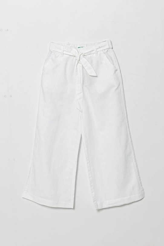 Παιδικό λινό παντελόνι United Colors of Benetton ύφασμα λευκό 43WBCF01W.G.Seasonal