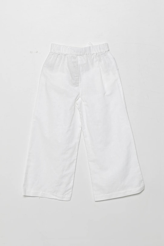 Παιδικό λινό παντελόνι United Colors of Benetton 43WBCF01W.G.Seasonal λευκό SS25