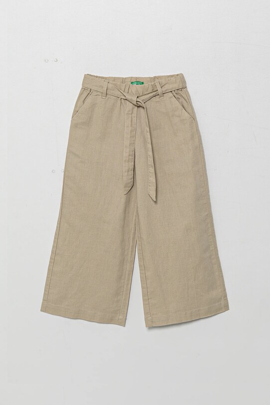 United Colors of Benetton spodnie lniane dziecięce tkanina beżowy 43WBCF01W.G.Seasonal