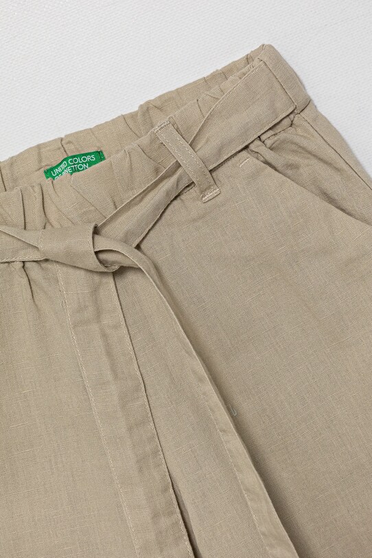 Dziewczynka United Colors of Benetton spodnie lniane dziecięce 43WBCF01W.G.Seasonal beżowy