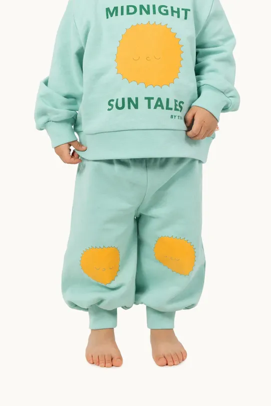 Βρεφικό βαμβακερό φούτερ Tinycottons SUN TALES GRAPHIC BABY SWEATPANT πράσινο SS25.106