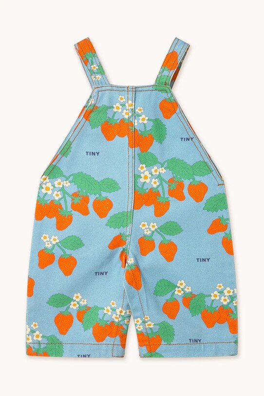 Chłopiec Tinycottons ogrodniczki niemowlęce BABY STRAWBERRIES DUNGAREE SS25.220 niebieski