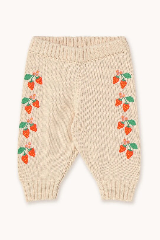 Tinycottons pantaloni de trening din bumbac pentru bebeluși STRAWBERRIES BABY KNITTED PANT SS25.303 bej SS25